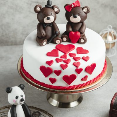 Romantic Valentine's Day Cake with dark chocolate and berries